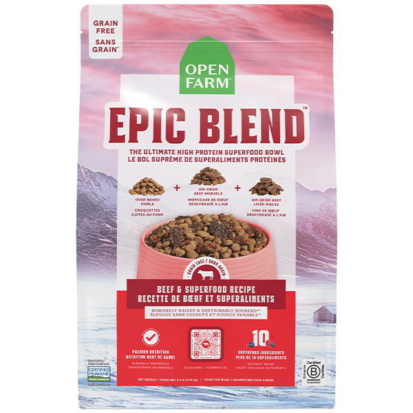 Open Farm Dog Food Epic Blend Grain Free Beef & Superfood 18 lb