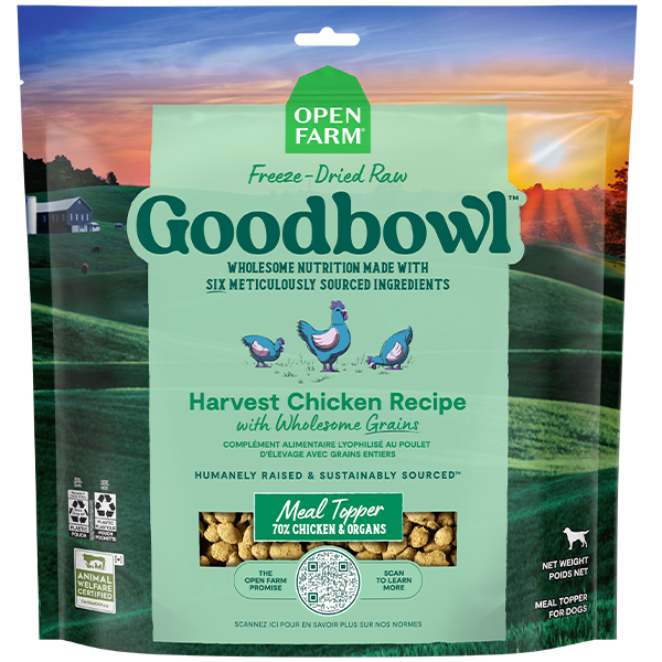 Open Farm Goodbowl Harvest Chicken Recipe Freeze Dried Raw Topper 23oz Bag