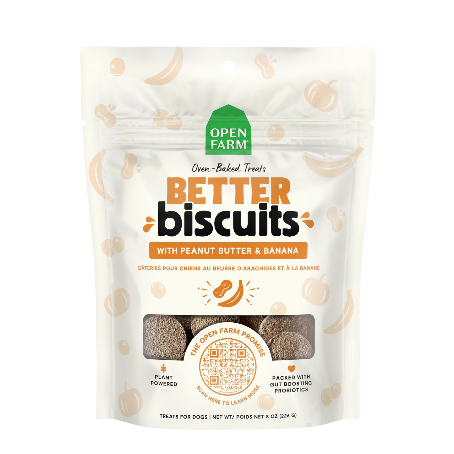 Open Farm Better Biscuits With Peanut Butter & Banana Treats 8oz Bag