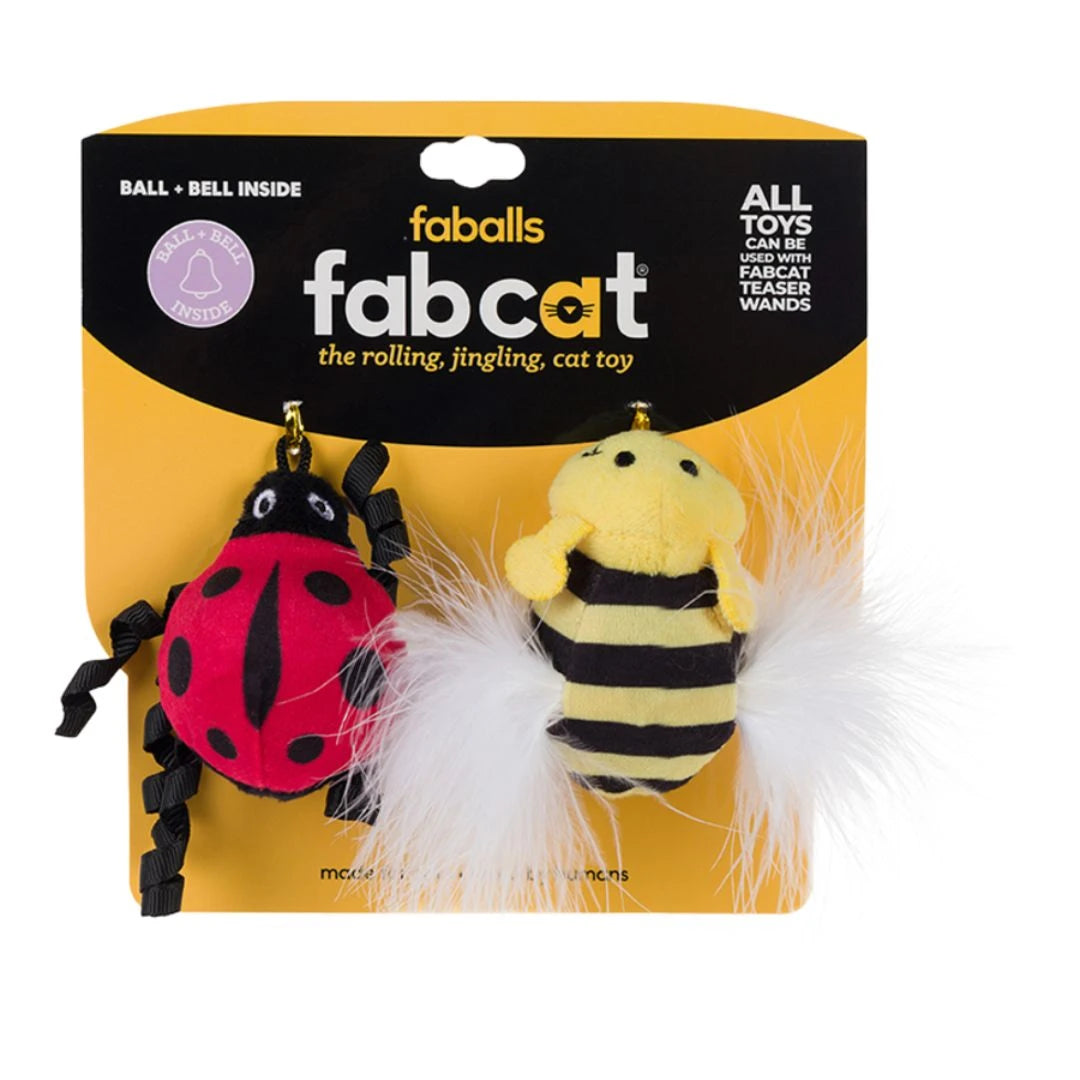 Fabcat Cat Toy Faball Ladybug and Bee 2 pk