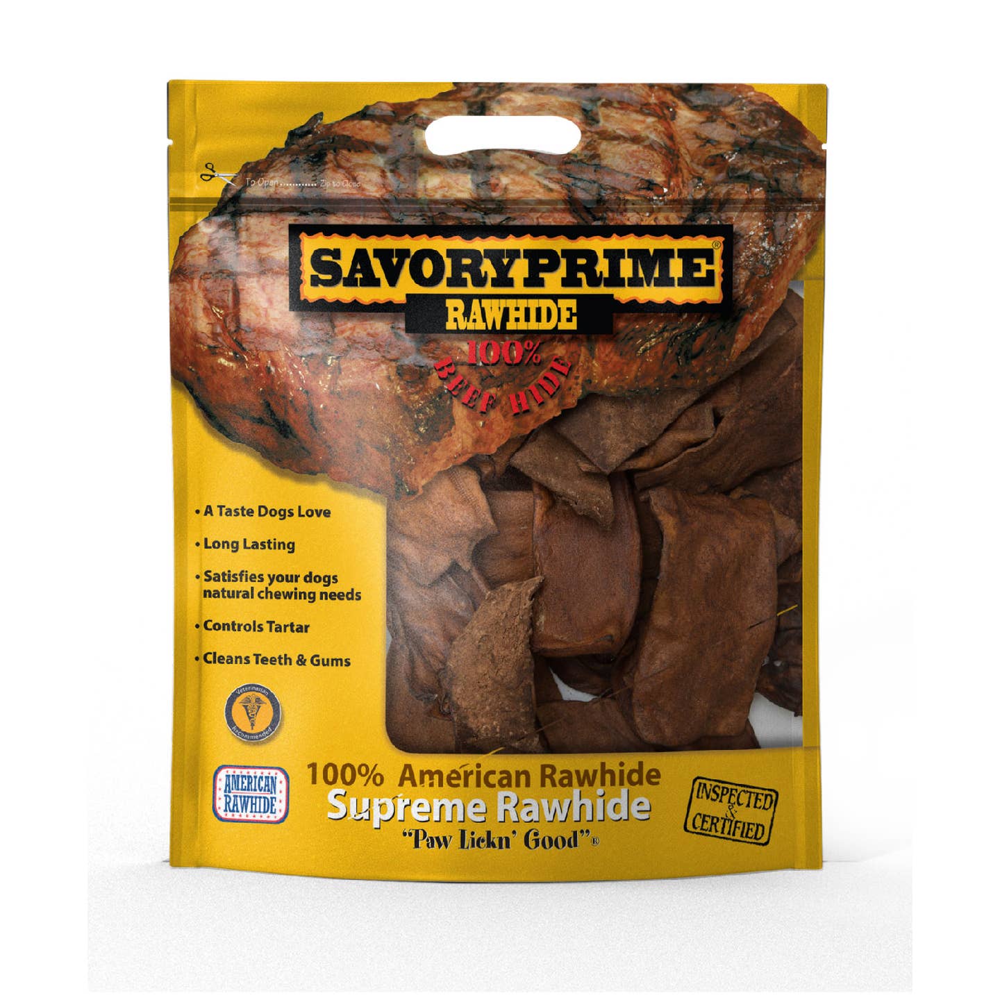 Savory Prime Rawhide Chips Dog Chew 2lb made from USA Beef