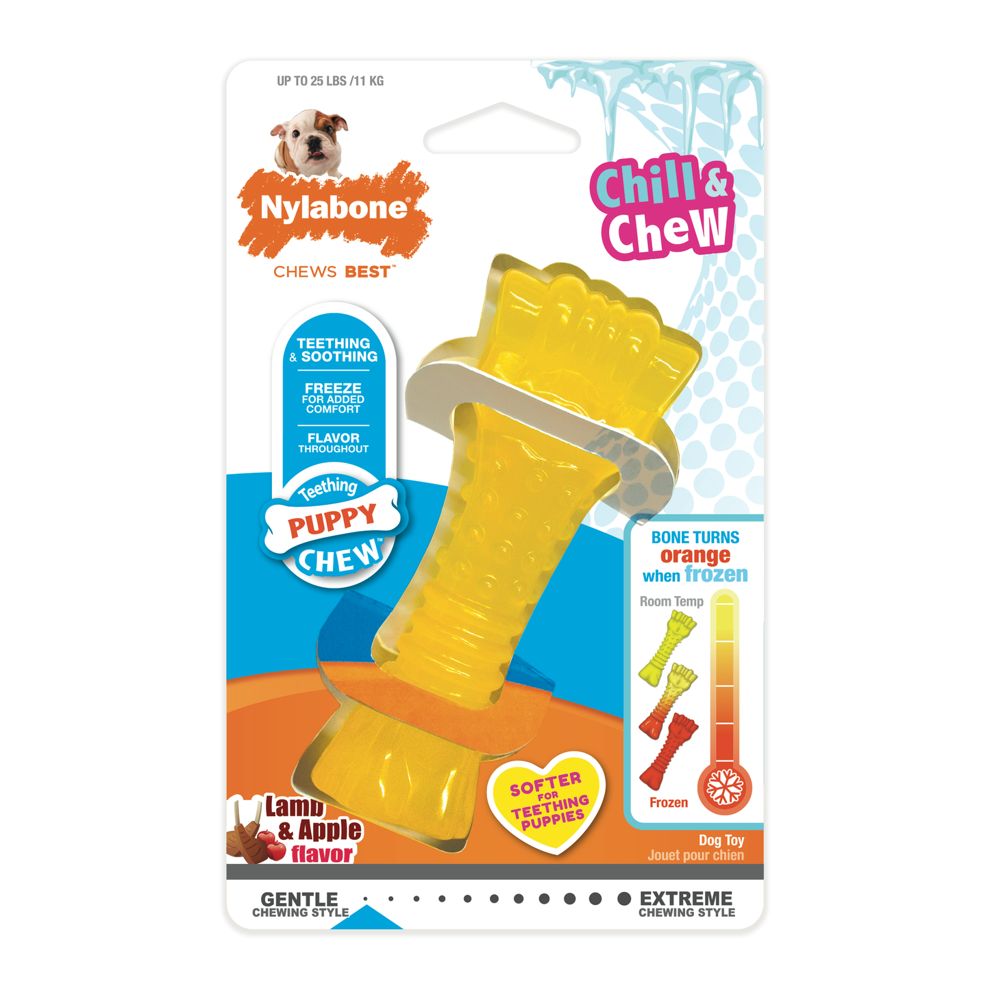 Nylabone Puppy Chew Freezer Dog Bone Lamb & Apple Chill & Chew Cloth Small/Regular