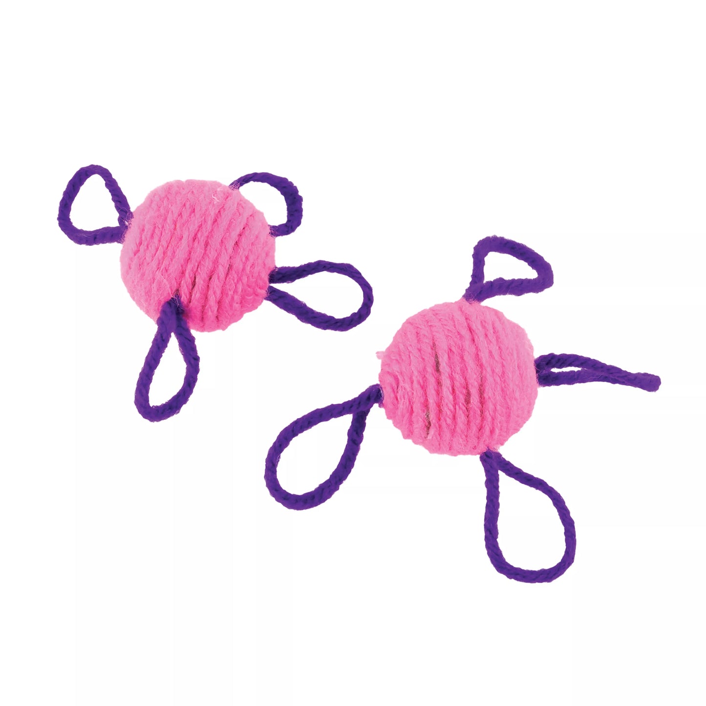 Coastal Turbo Wool Ball Cat Toy 2pk Pink