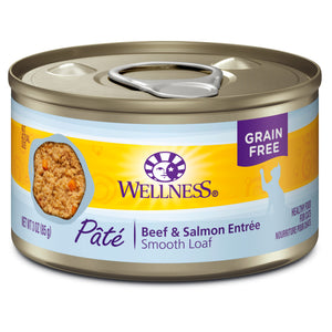 Wellness Complete Health Natural Grain Free Wet Canned Cat Food Beef & Salmon Pate 3oz Can