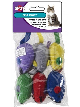 Spot Ethical Pet Cat Toy Felt Mice Withcatnip 6Pk