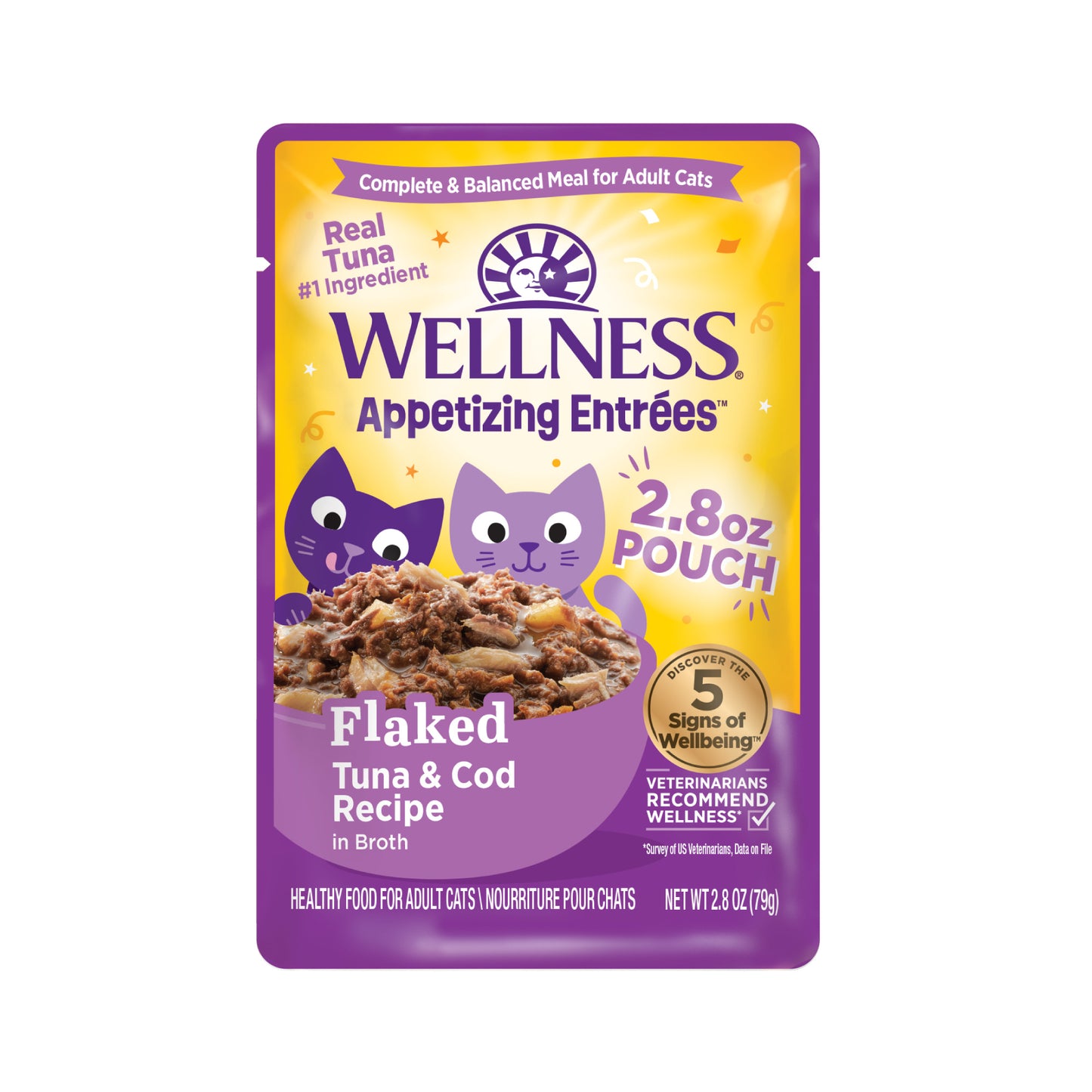 Wellness Appetizing Entrées Flaked Adult Wet Cat Food Tuna and Cod 2.8oz