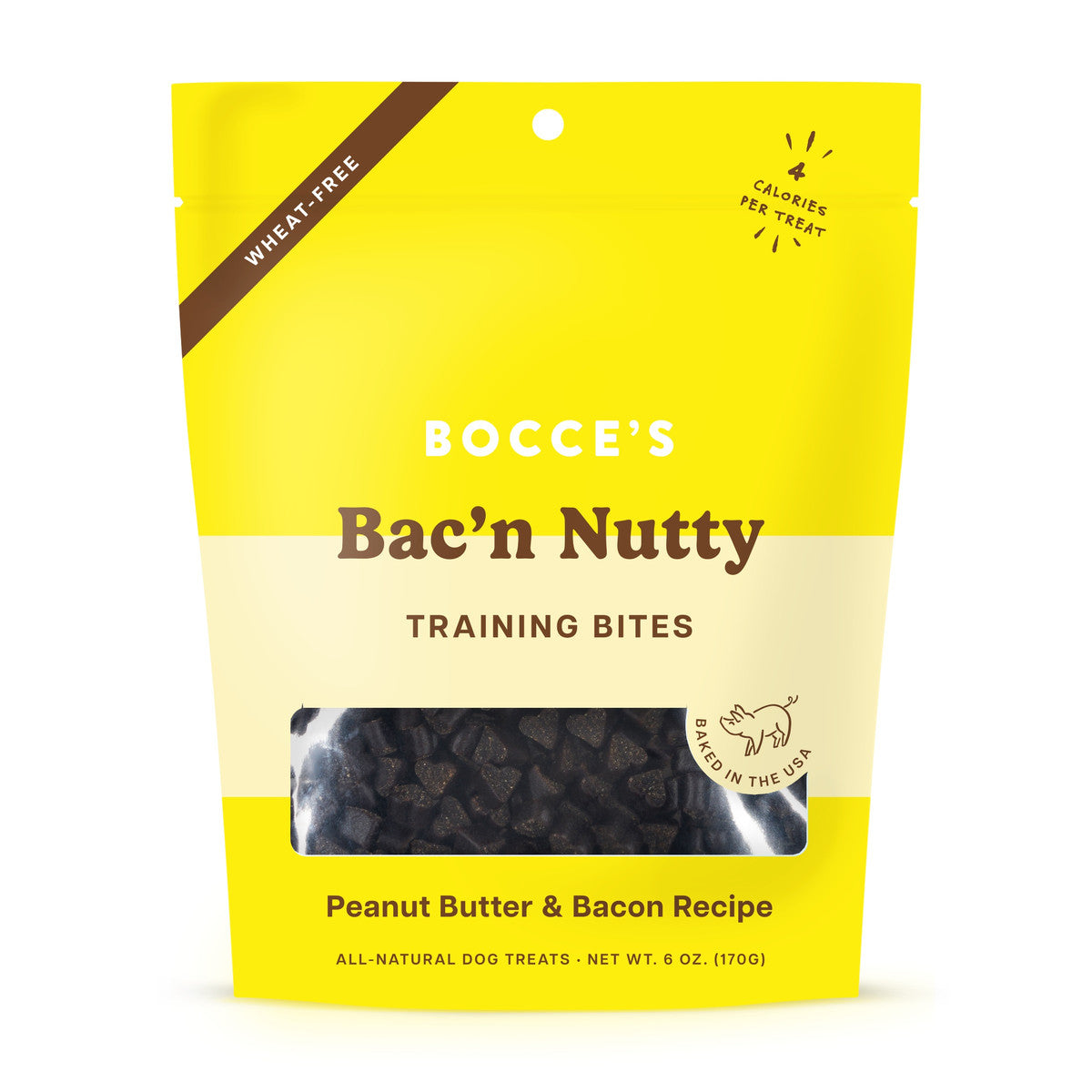Bocce's Bakery Bac'n Nutty Training Bites Dog Treats, Peanut Butter & Bacon Recipe, 6oz