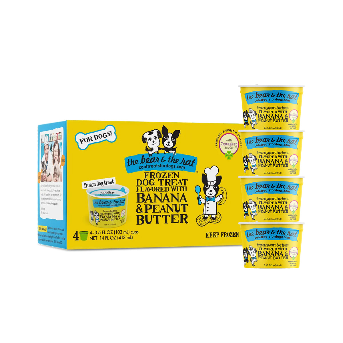The Bear & The Rat Frozen Yogurt Dog Treat, Peanut Butter & Banana, 3.5oz, 4-pack