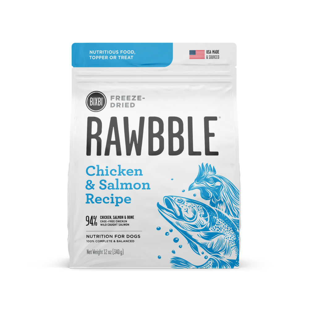 Bixbi Rawbble Freeze Dried Grain Free Chicken Salmon Recipe for Dogs 12oz