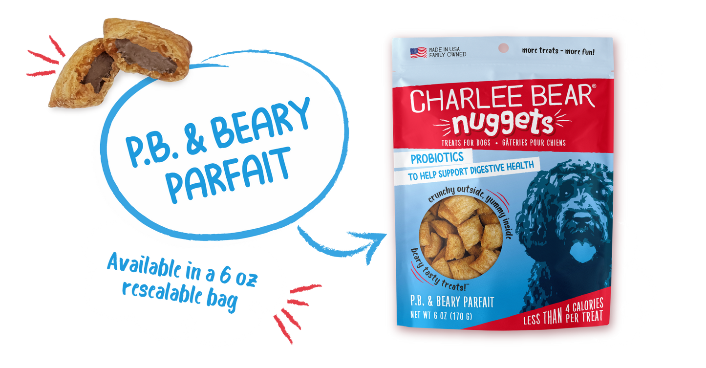 Charlee Bear Nuggets Dog Treats 6oz Peanut Butter Berry Parfait