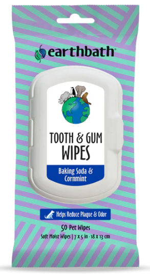 Earthbath Tooth & Gum Baking Soda with Cornmint Wipes 50ct