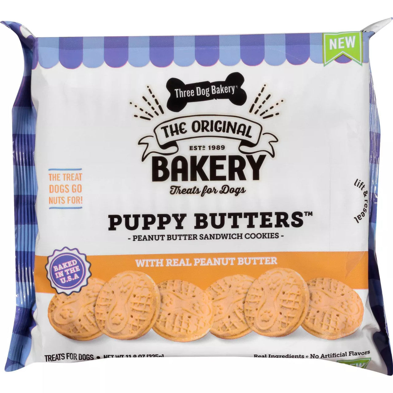 Three Dog Bakery Puppy Butters Dog Treats, 11.8oz