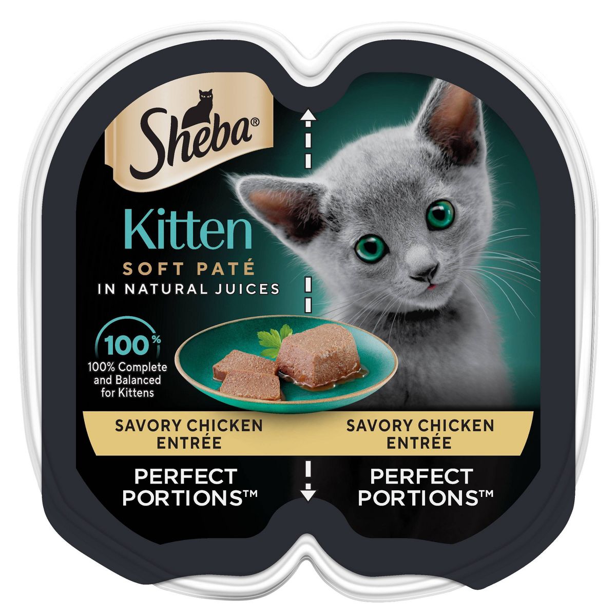 Sheba Perfect Portions Chicken Flavor Soft Pate Kitten Wet Cat Food 2.6oz Twin-Pack Tray