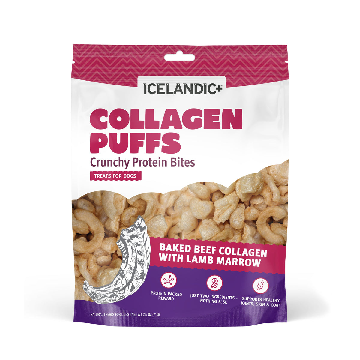 Icelandic+ Beef Collagen Puffs with Lamb Marrow Dog Treats, 2.5oz Bag