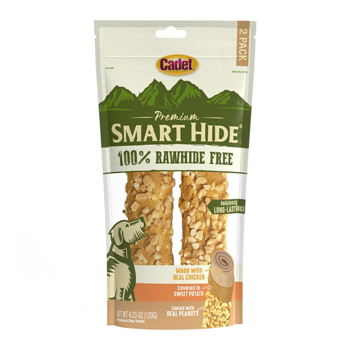 Cadet Smart Hide Rawhide Free Dog Chews Chicken Peanut 2pk