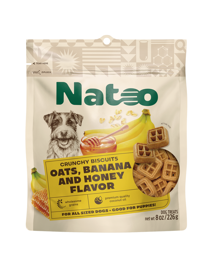 Natoo Crunchy Biscuits Oats, Banana and Honey Flavor 8oz Small