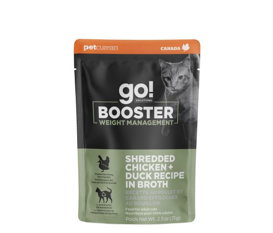 Petcurean Go! Booster Weight Management Shredded Chicken And Duck In Broth For Cat 2.5oz