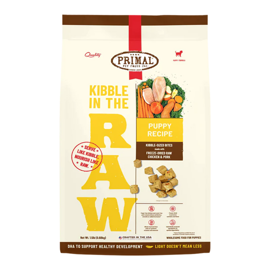 Primal Kibble in the Raw Freeze Dried Puppy Dog Food Chicken Pork Formula, 9lb Bag