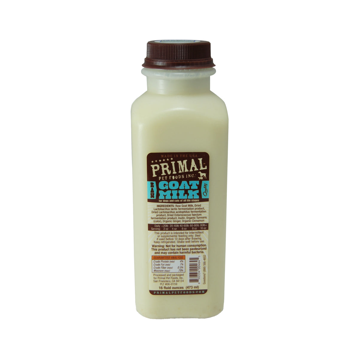 Primal Frozen Raw Goat Milk Bottle, 16fl oz
