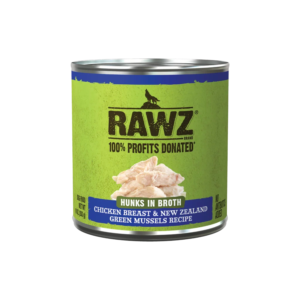 Raws Hunks In Broth Chicken Breast & New Zealand Green Mussels Dog Food Recipe 14oz