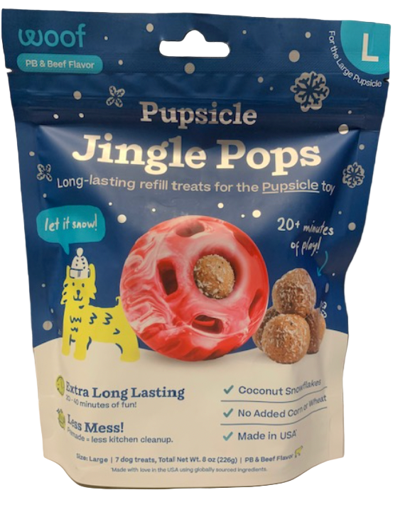 Woof Dog Hoiliday Dog Treat Pupsicle Jingle Pop Large