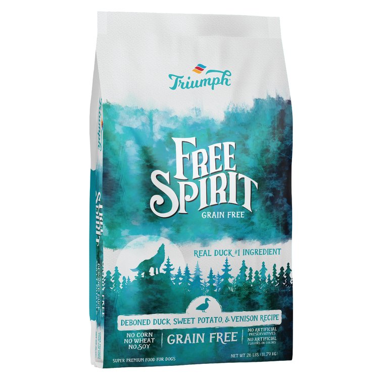 Triumph Free Spirit Grain Free Duck, Vegetable, & Venison Recipe Dog Food 26lb bag