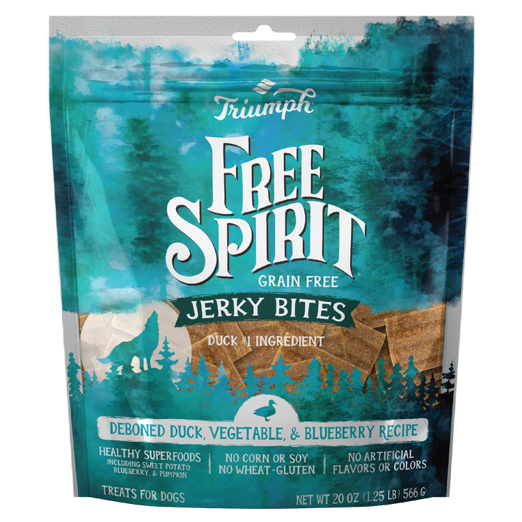 Triumph Free Spirit Grain Free Duck, Vegetable, & Blueberry Recipe Jerky Bites 20oz bag