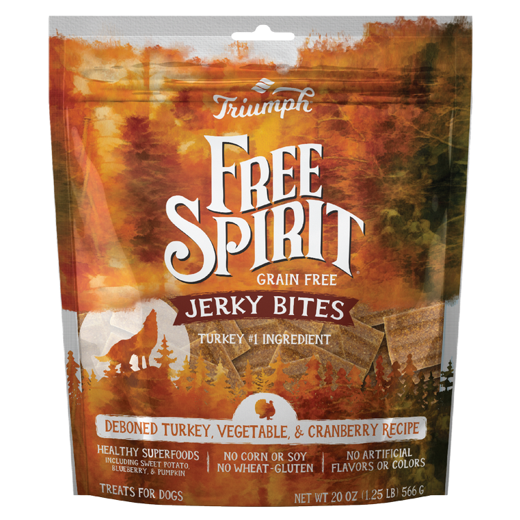 Triumph Free Spirit Grain Free Turkey, Vegetable, & Cranberry Recipe Jerky Bites 20oz