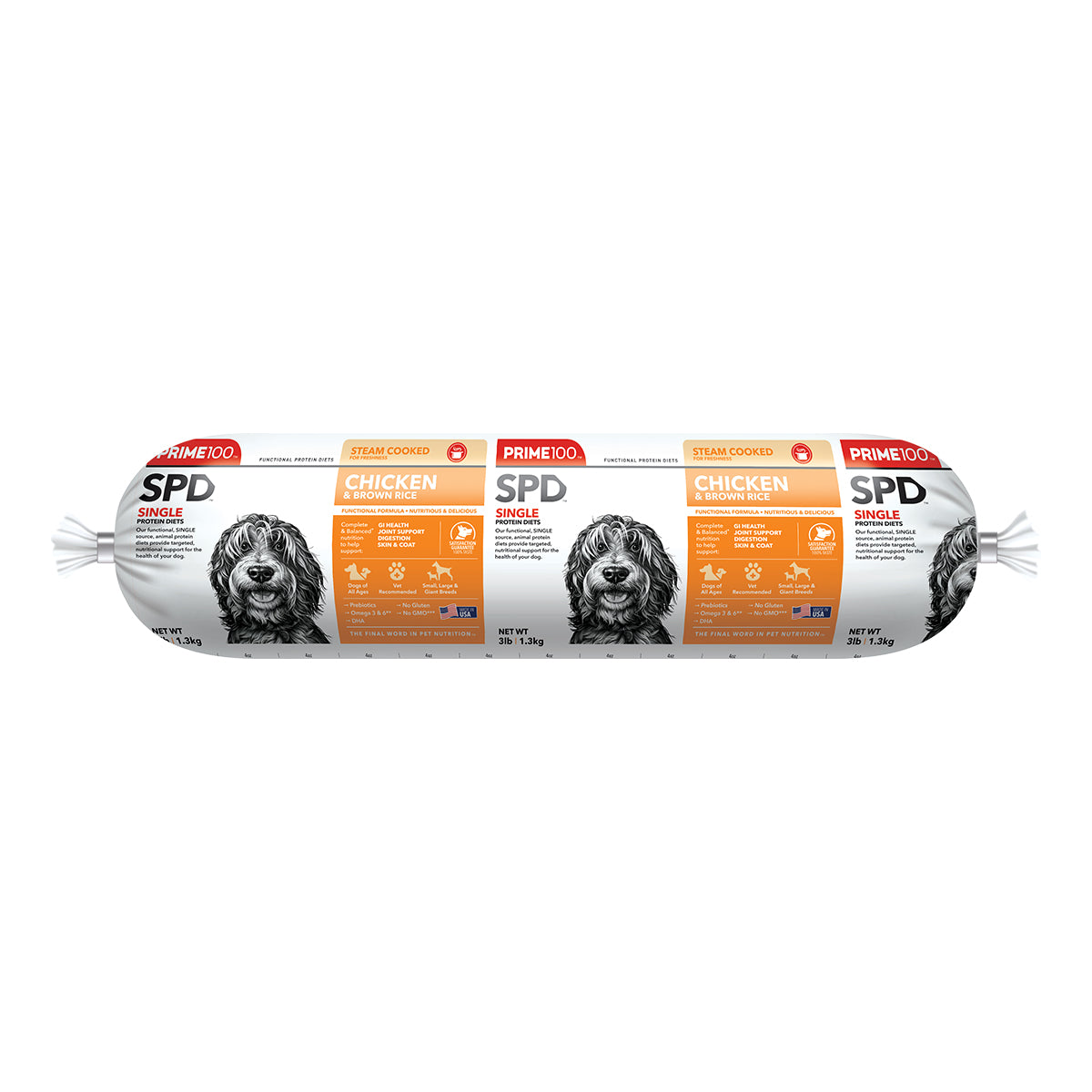 Prime100 SPD Fresh Roll Chicken & Brown Rice 3lb
