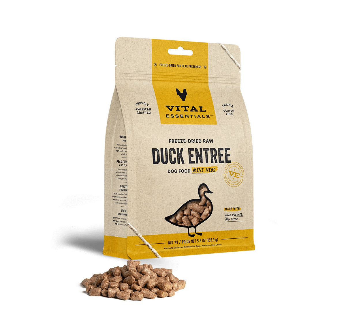 Vital Essentials Freeze-Dried Duck Mini Nibs Dog Food 5.5oz