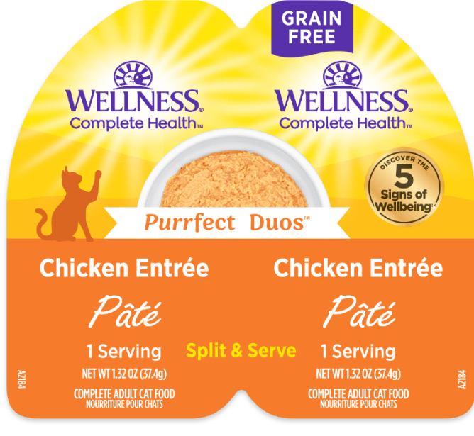 Wellness Can Cat Complete Health Duos Grain Free Pate Chicken 2.64oz