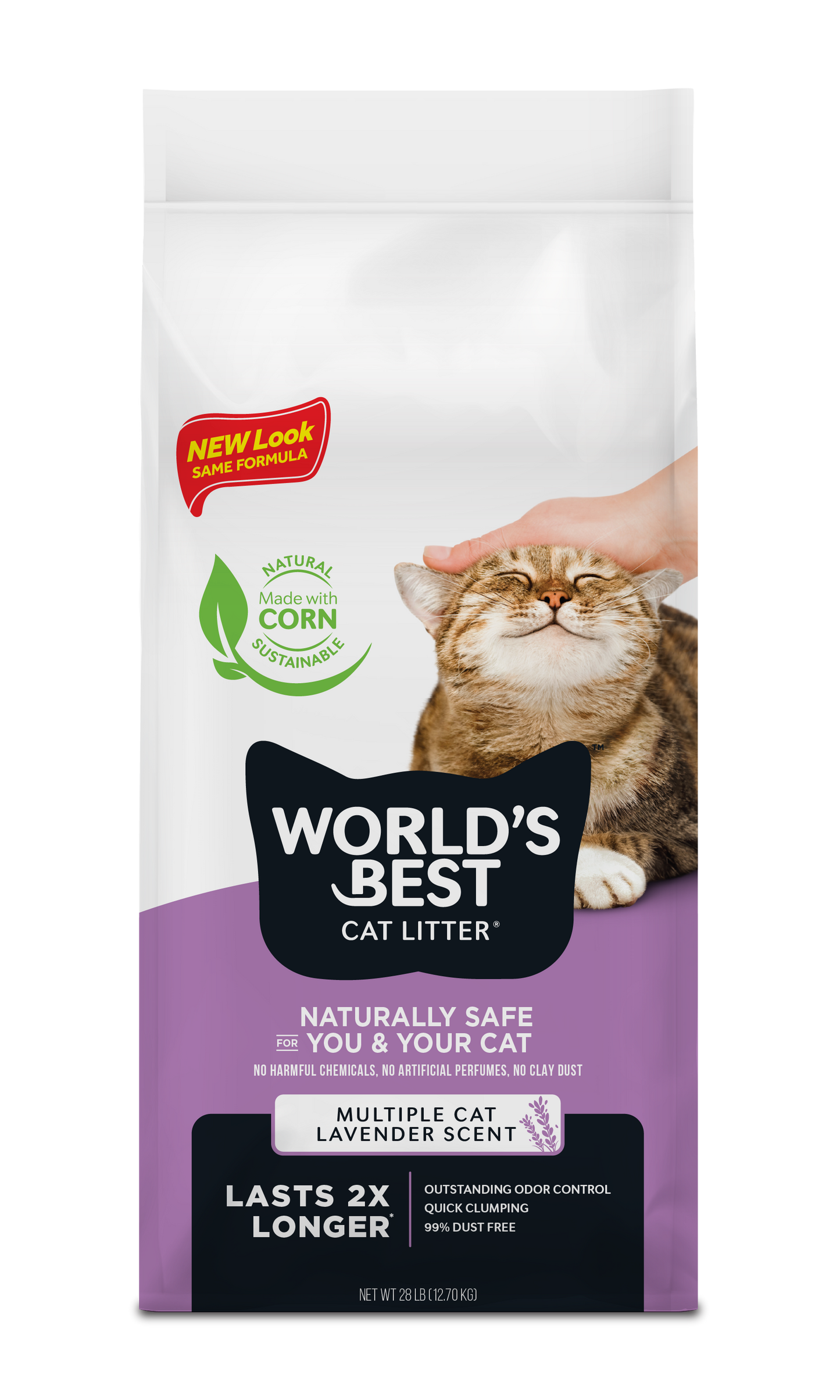 World's Best Cat Litter Lavender Scented Multiple Cat Formula, 28lb Bag