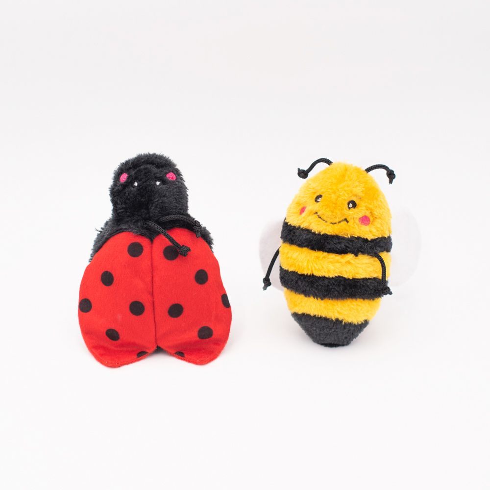 Zippypaws Plush Dog Toy Crinkle 2pk Bee and Ladybug