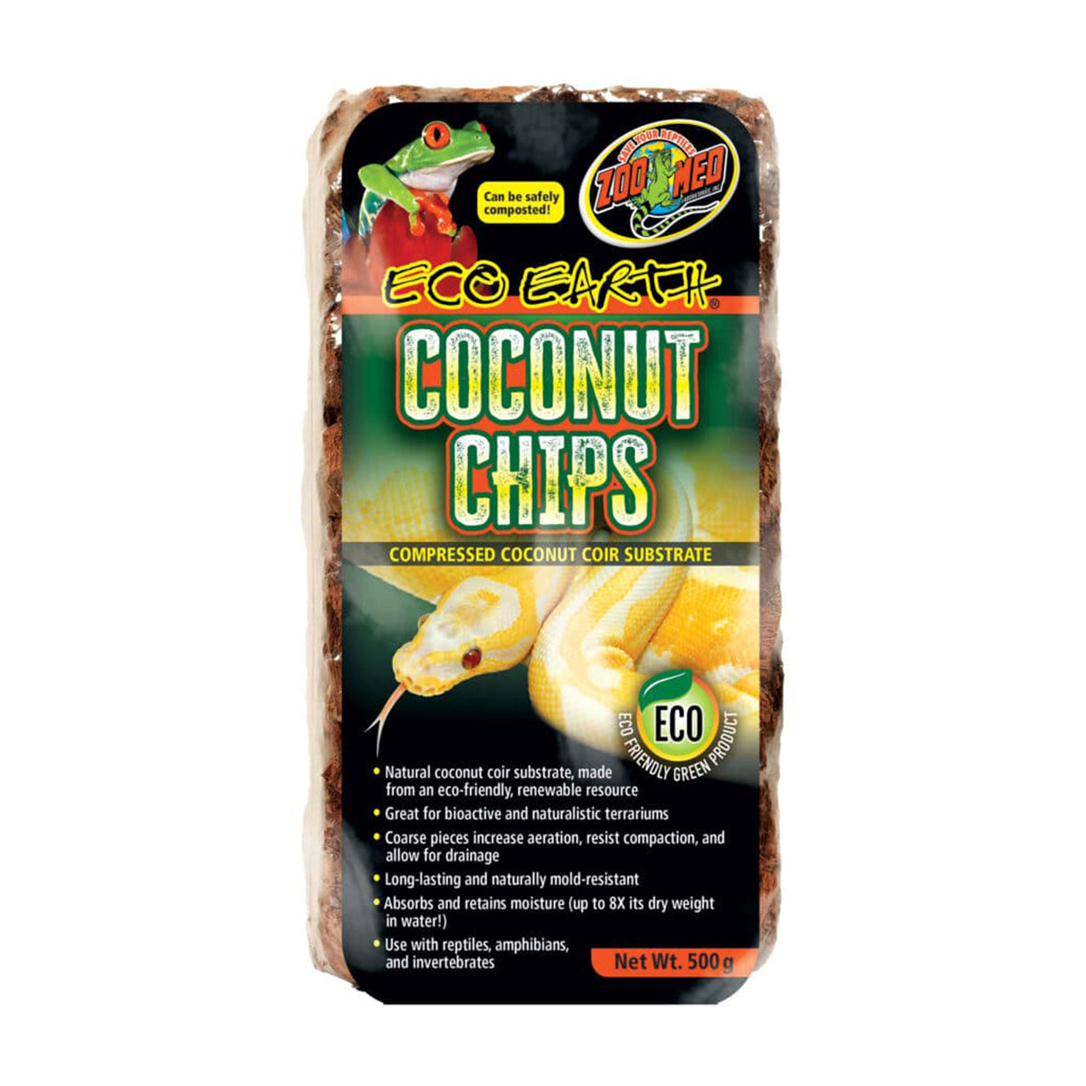 Zoo Med Eco Earth Coconut Chips, 500g Compressed Brick
