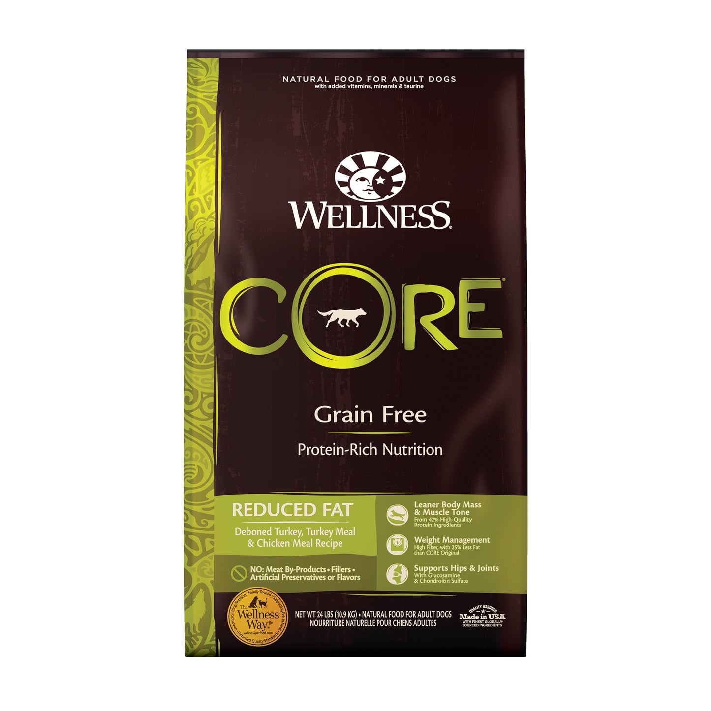 Wellness CORE Natural Grain Free Dry Dog Food Reduced Fat 24lb Bag