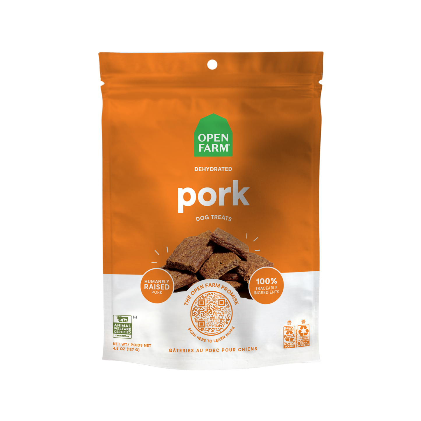 Open Farm Dehydrated Pork Treats For Dogs 4.5oz Bag