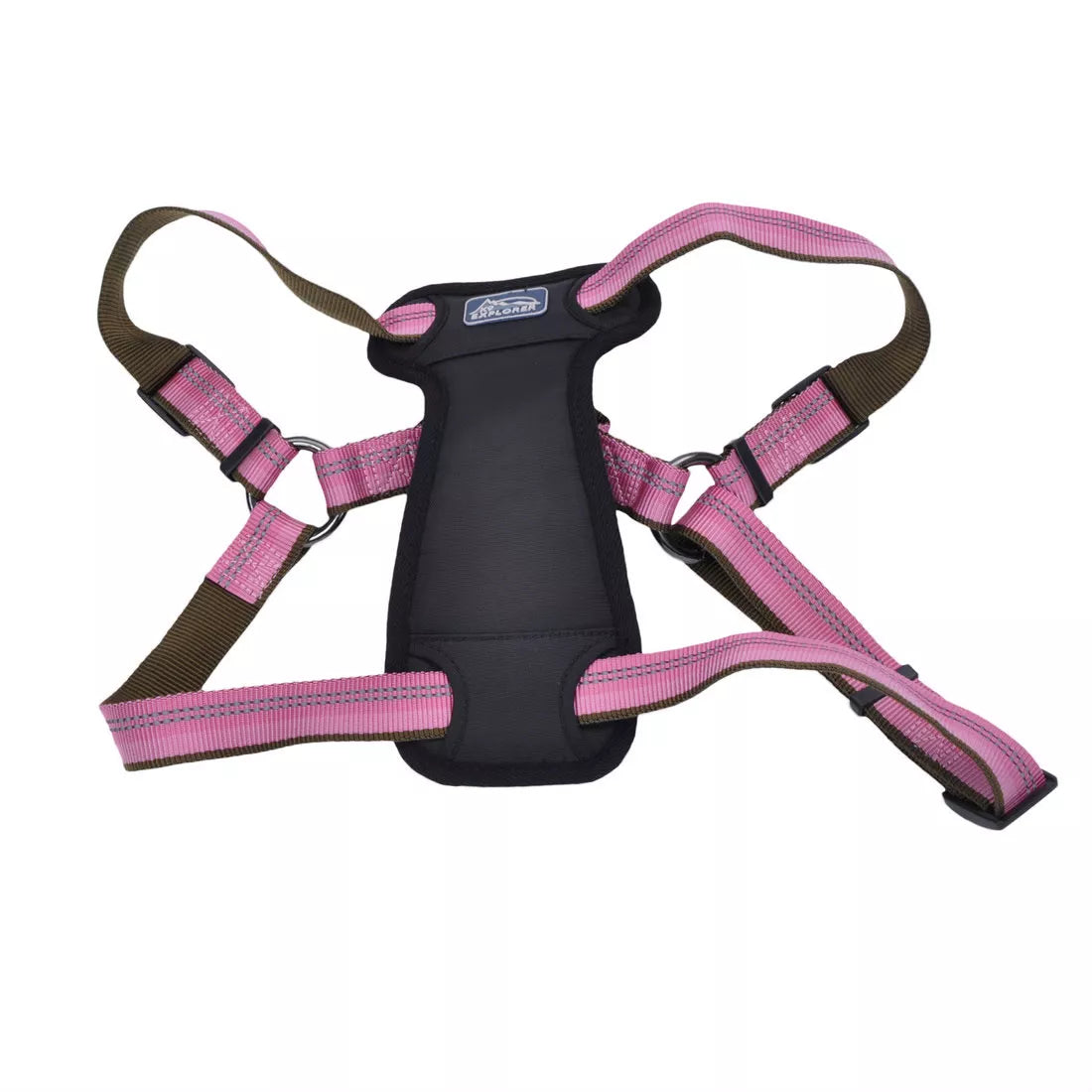 Coastal K9 Explorer Reflective Adjustable 1in Wide 20-30in Padded Dog Harness Rosebud