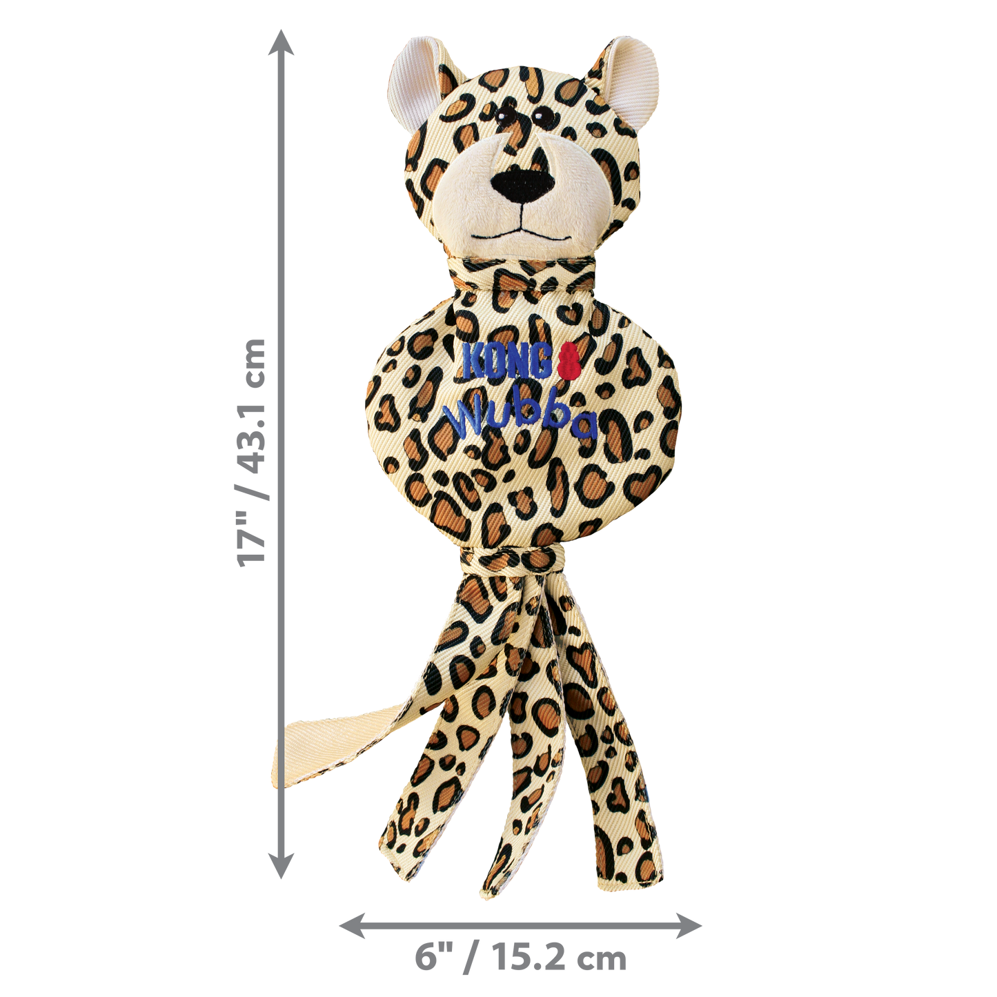 Kong Dog Toy Wubba No Stuff Cheetah Large