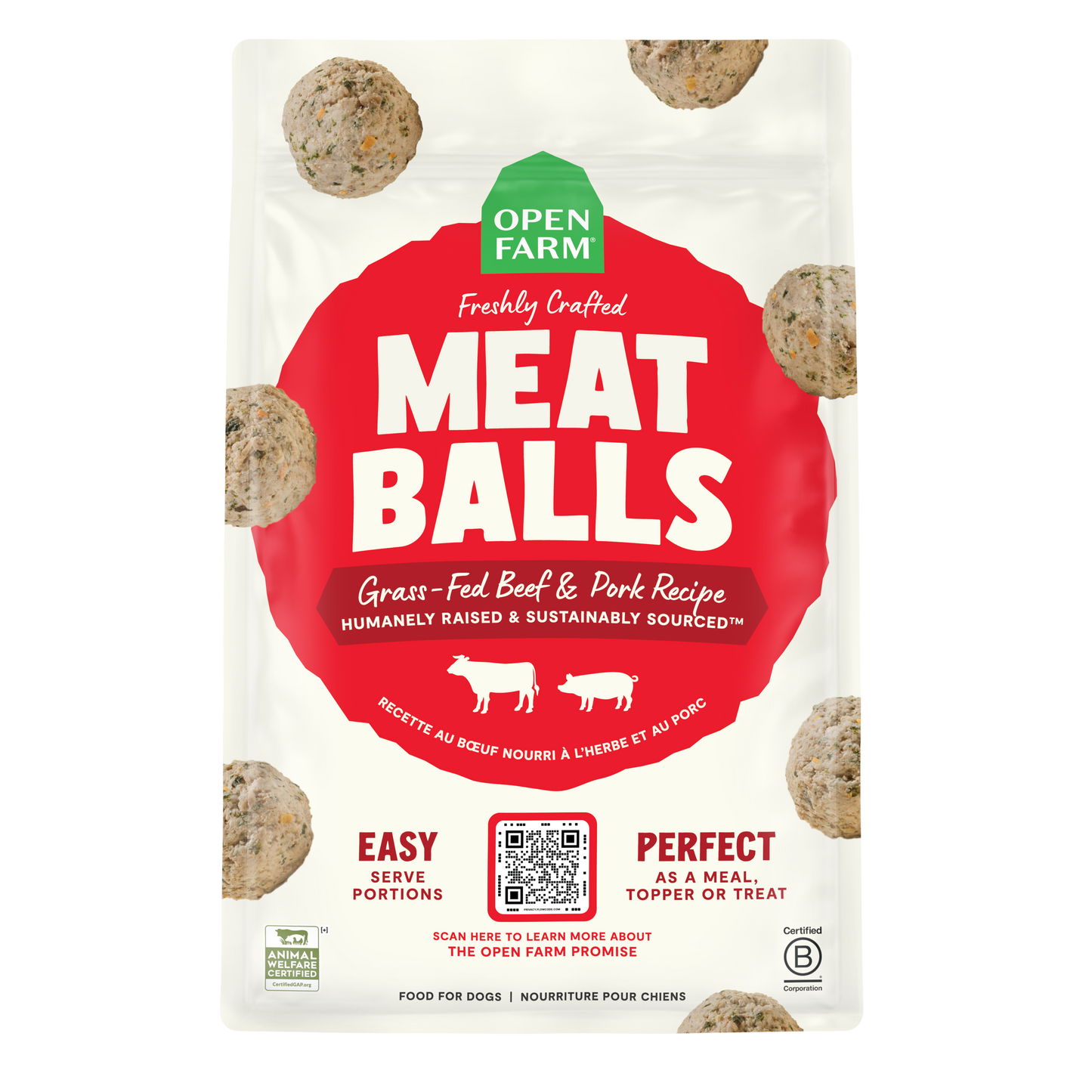 Open Farm Open Farm Freshly Crafted Meatballs - Grass-Fed Beef & Pork Recipe 36oz Bag