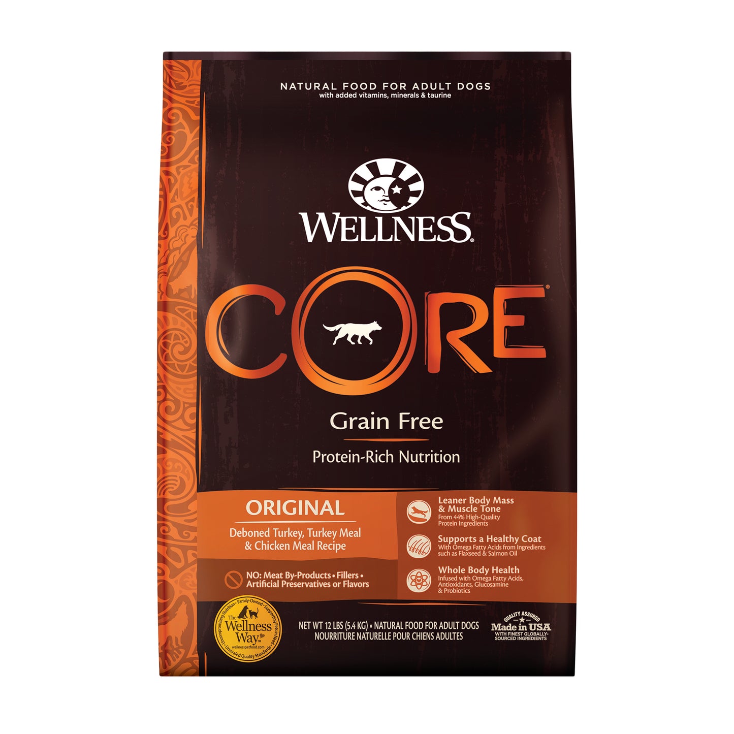 Wellness CORE Natural Grain Free Dry Dog Food Original Turkey & Chicken 12lb Bag