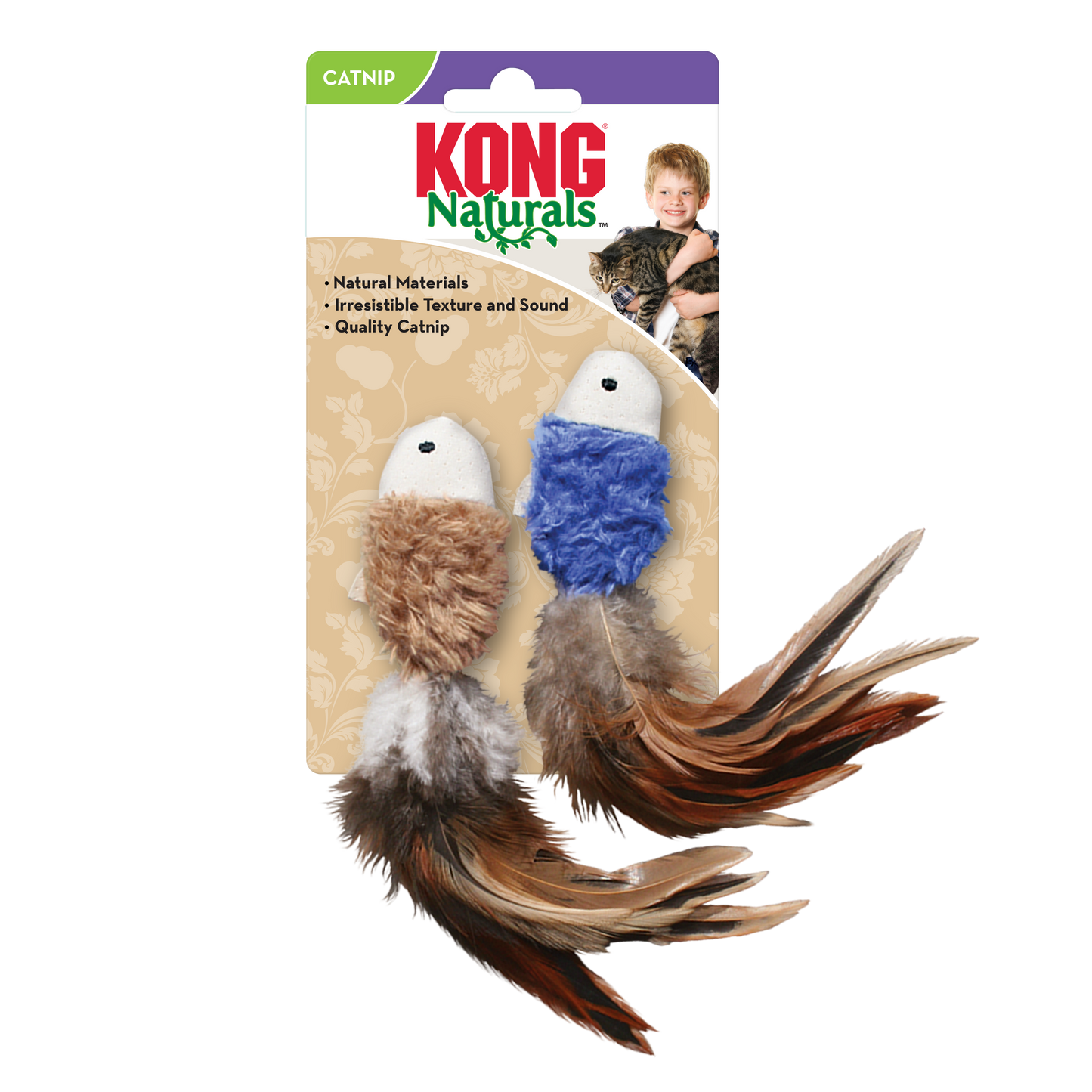 Kong Cat Toy Naturals Crinkle Fish 2-pk