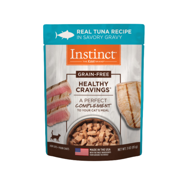 Instinct Healthy Cravings Grain-Free Real Tuna Recipe in Savory Gravy Wet Cat Food Topper 3oz Pouch