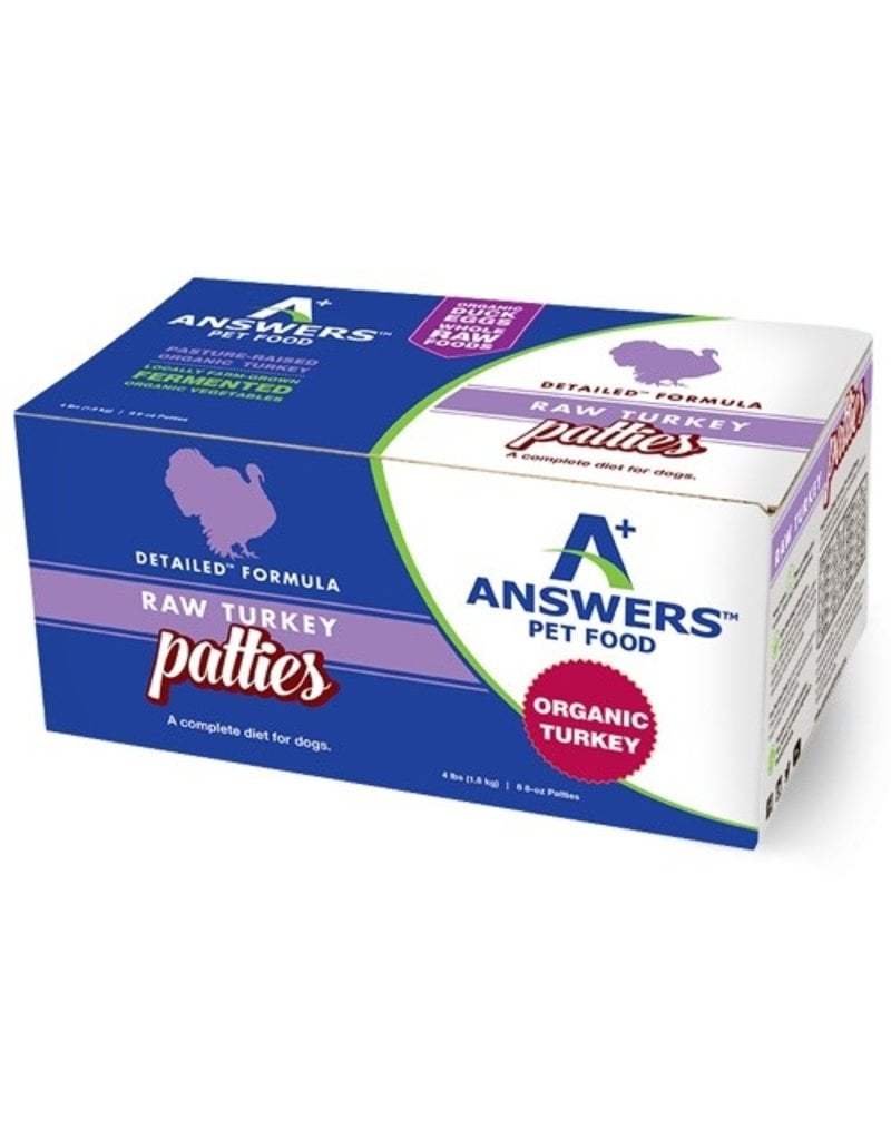 Answers Frozen Dog Food Detailed Turkey 4lb Patties 8oz 8pk