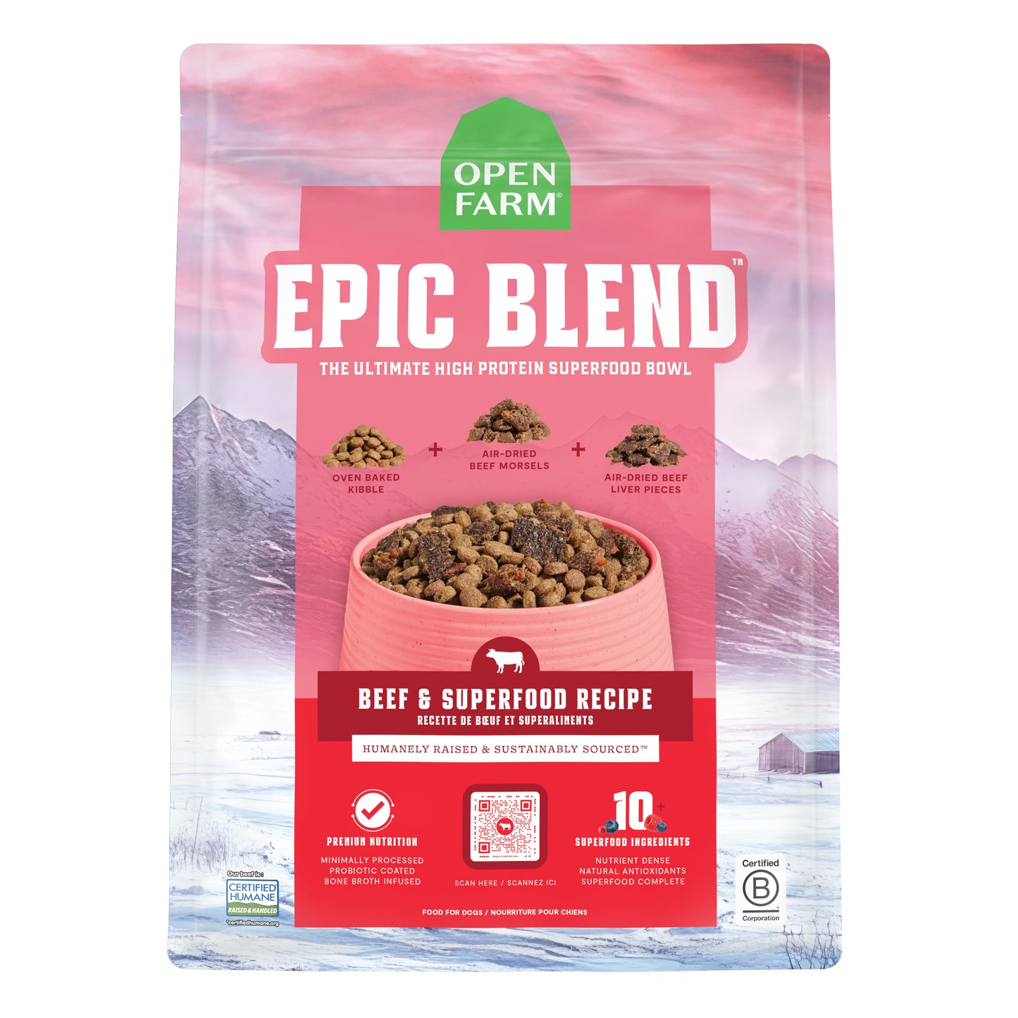 Open Farm Epic Blend Beef & Superfood Recipe 18lb bag