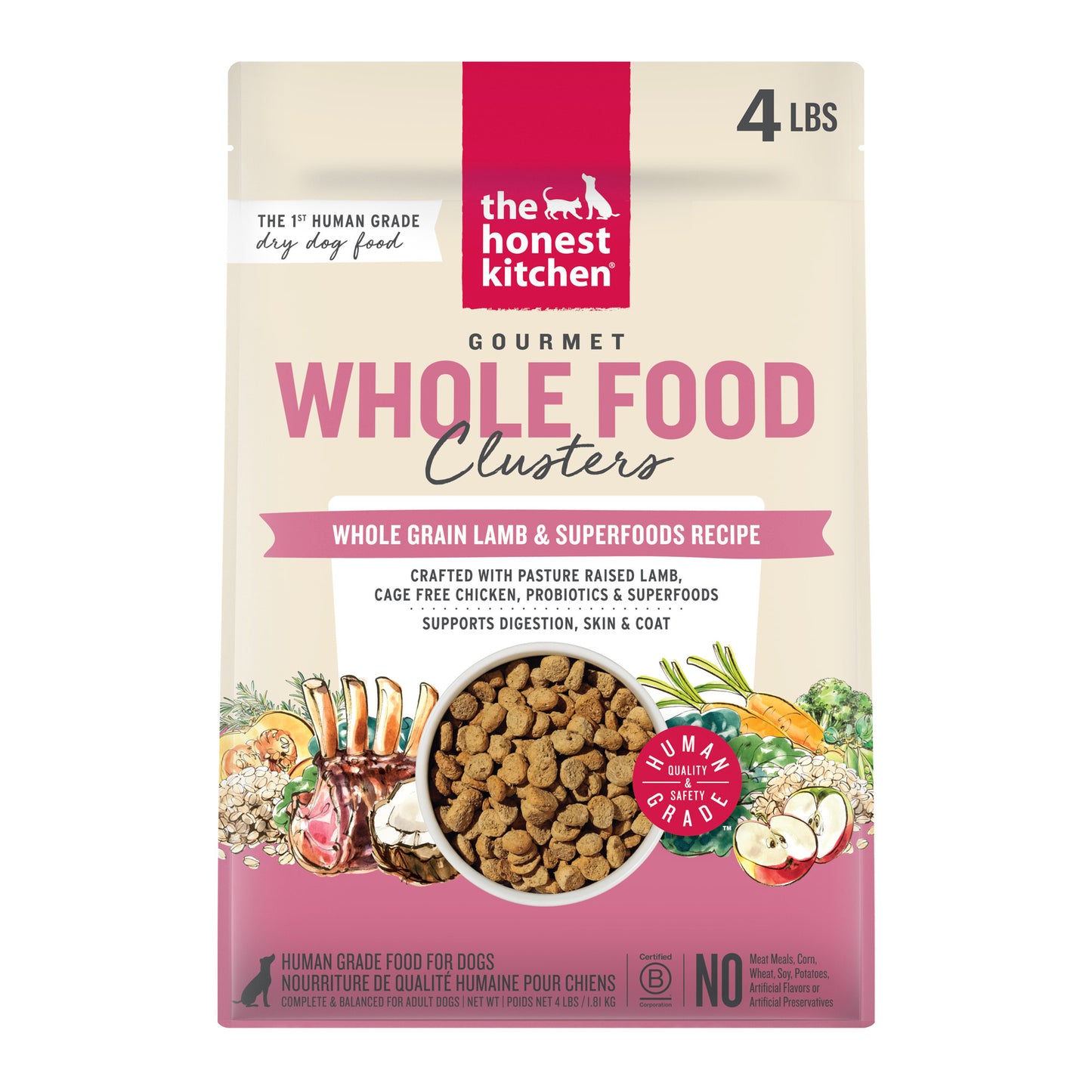 The Honest Kitchen Gourmet Whole Food Clusters Dog Whole Grain Lamb 4 lb Bag