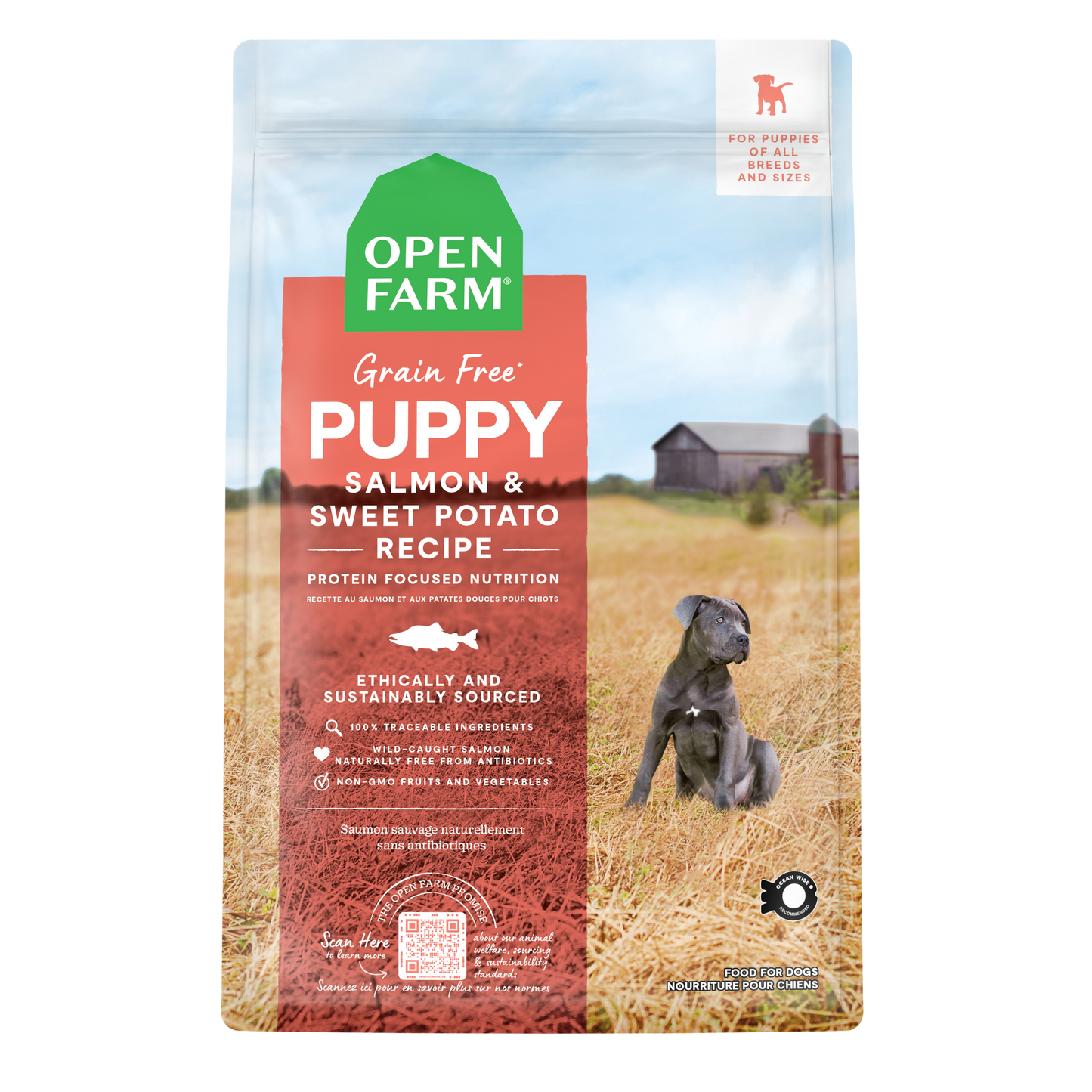 Open Farm Puppy Salmon & Sweet Potato Recipe Grain Free Recipe For Dogs 22lb Bag