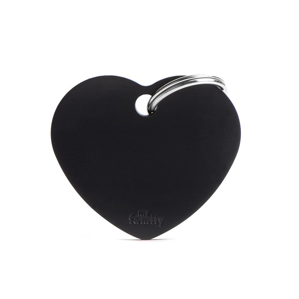 My Family ID Basic Big Aluminum Black Heart ID Tag