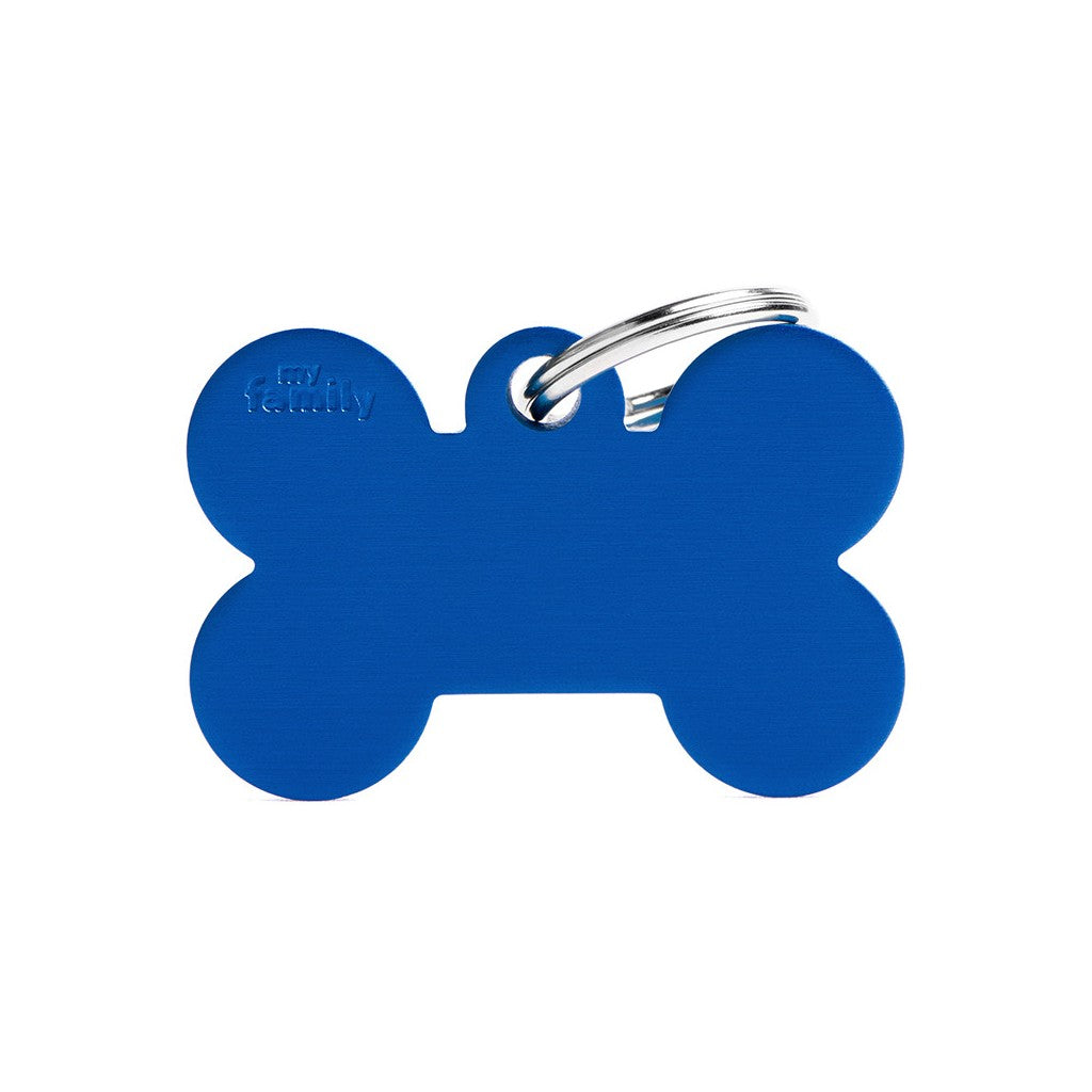 My Family ID Aluminum Blue Bone Tag, Large