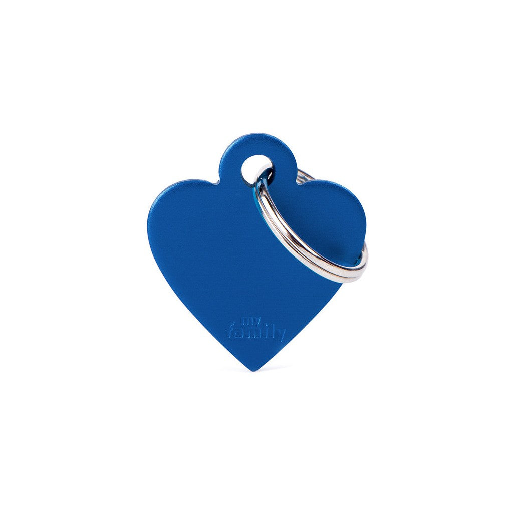 My Family ID Basic Small Aluminum Blue Heart ID Tag