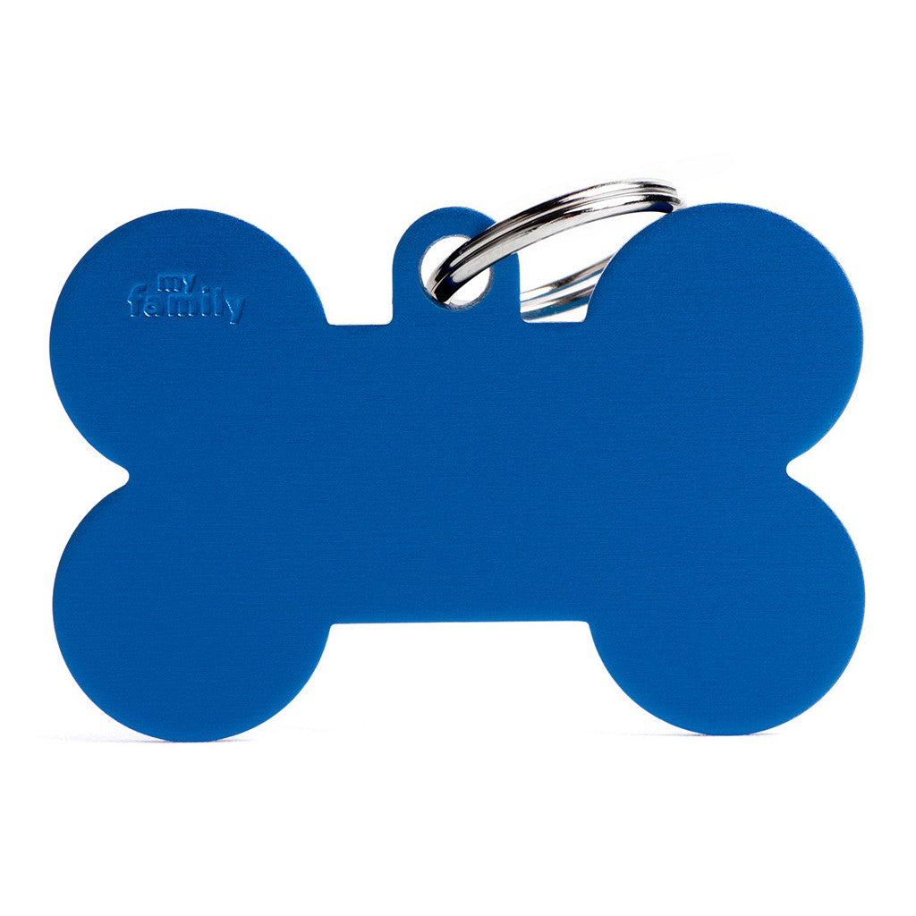 My Family ID Basic XL Aluminum Blue Bone ID Tag